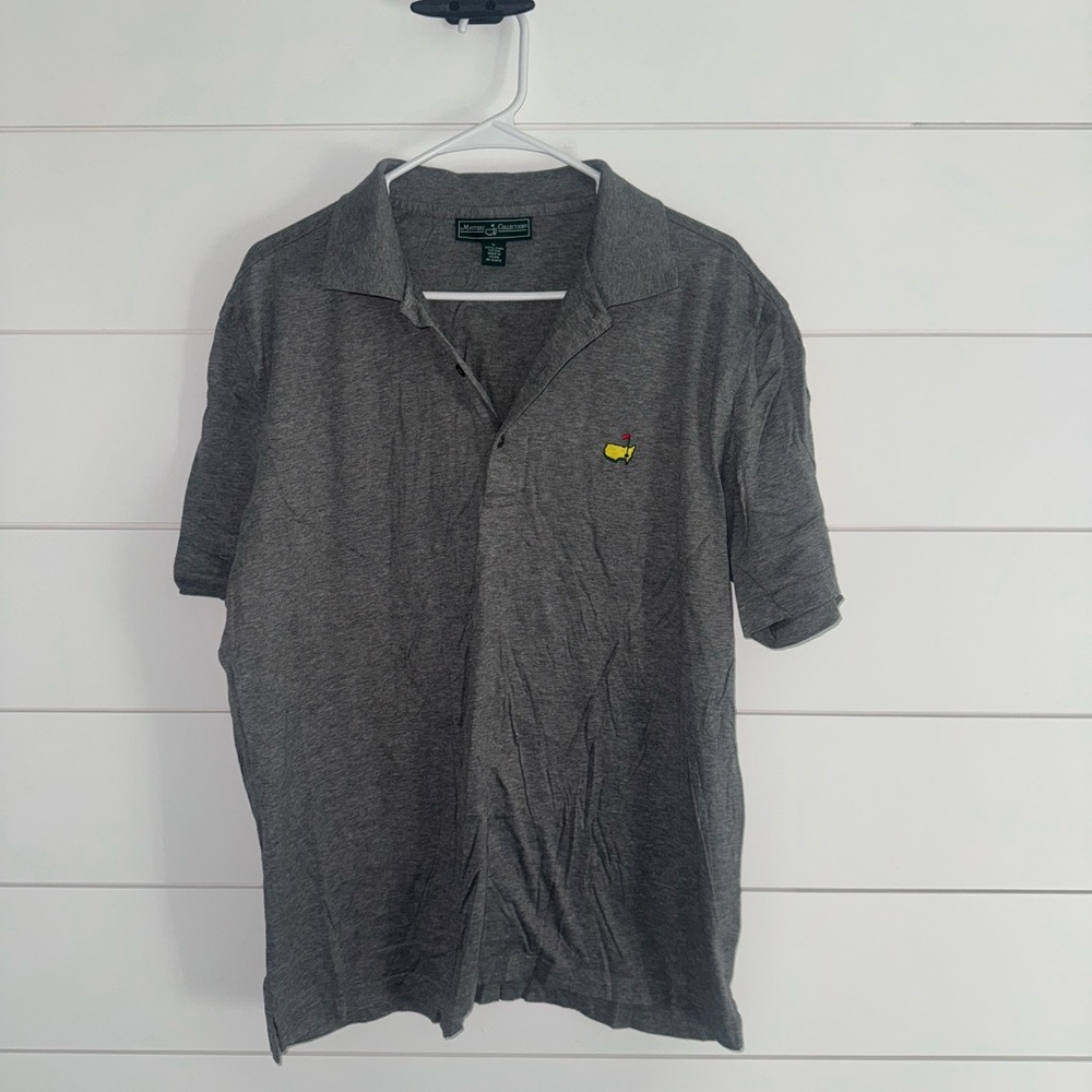 Classic Gray Polo Shirt with Embroidered Masters Logo